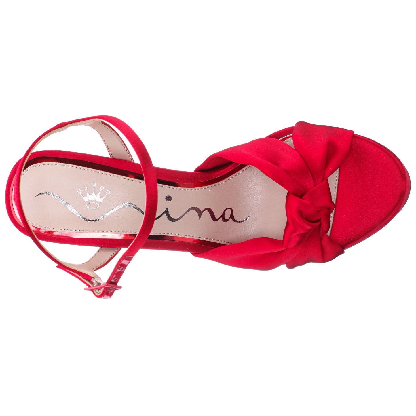 Nina Shoes Sherlee Red Rouge Satin Ultra-High Block Heel Platform Sandal
