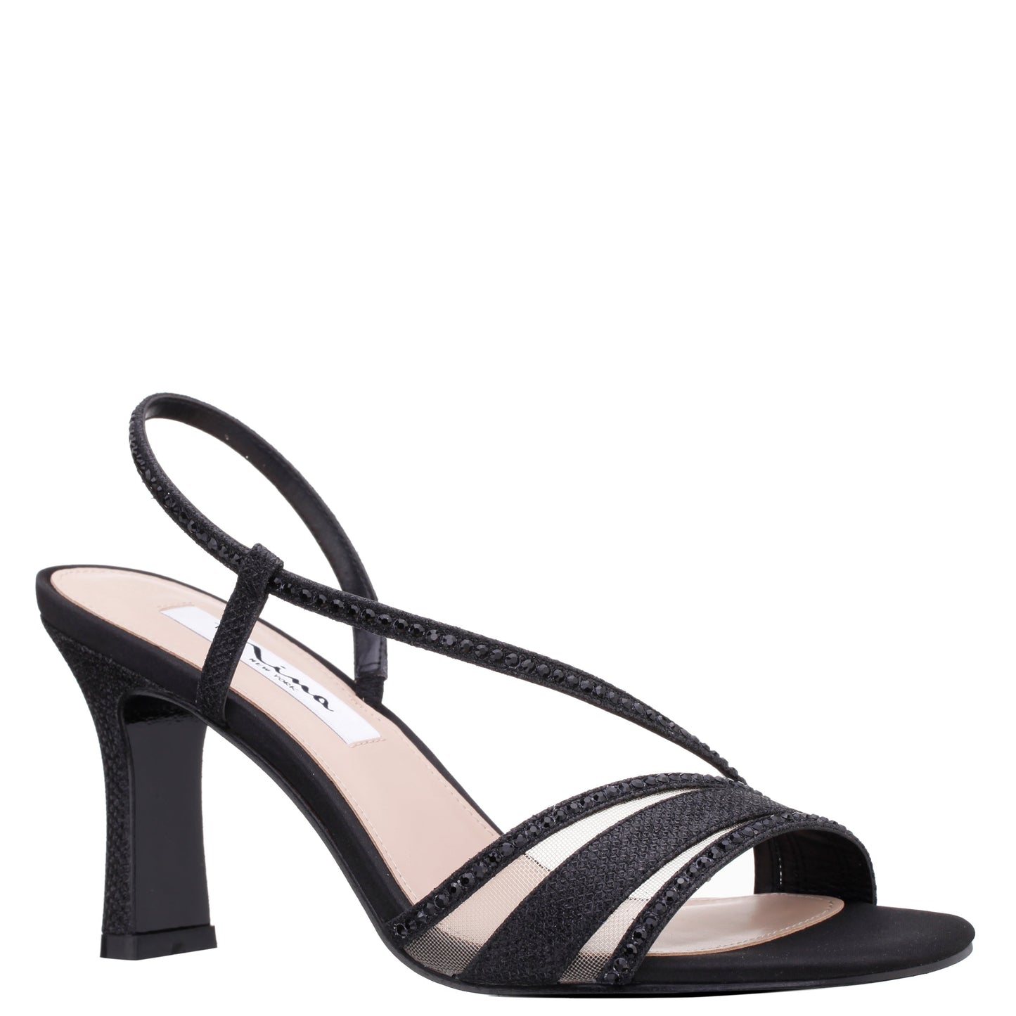 Nina Shoes Abbi Black Metallic Mid-Heel Sandal