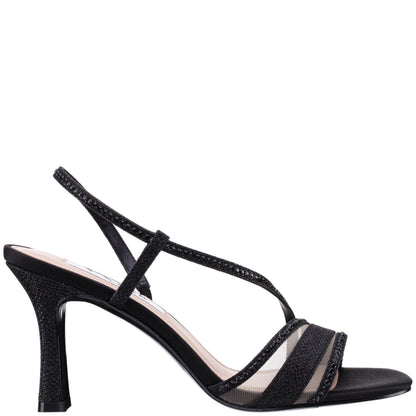 Nina Shoes Abbi Black Metallic Mid-Heel Sandal