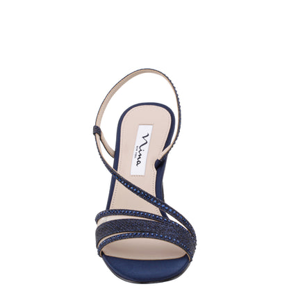 Nina Shoes Abbi Blue Metallic Mid-Heel Sandal