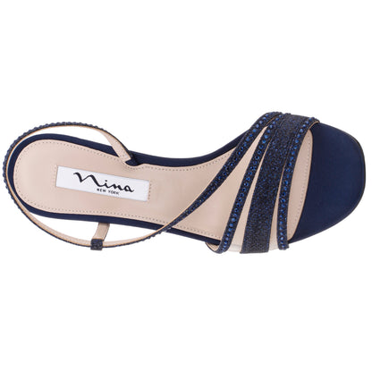 Nina Shoes Abbi Blue Metallic Mid-Heel Sandal