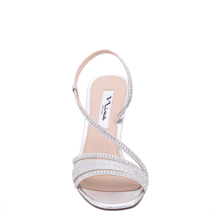 Nina Shoes Abbi Silver Metallic Mid-Heel Sandal