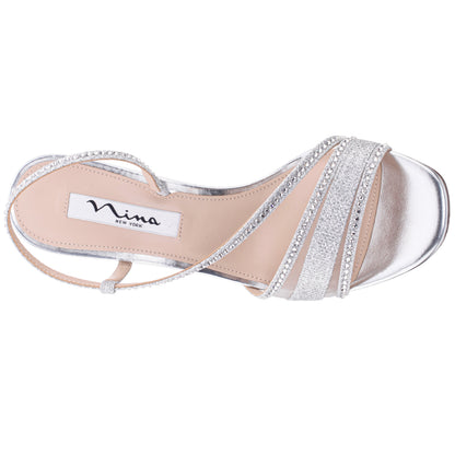 Nina Shoes Abbi Silver Metallic Mid-Heel Sandal