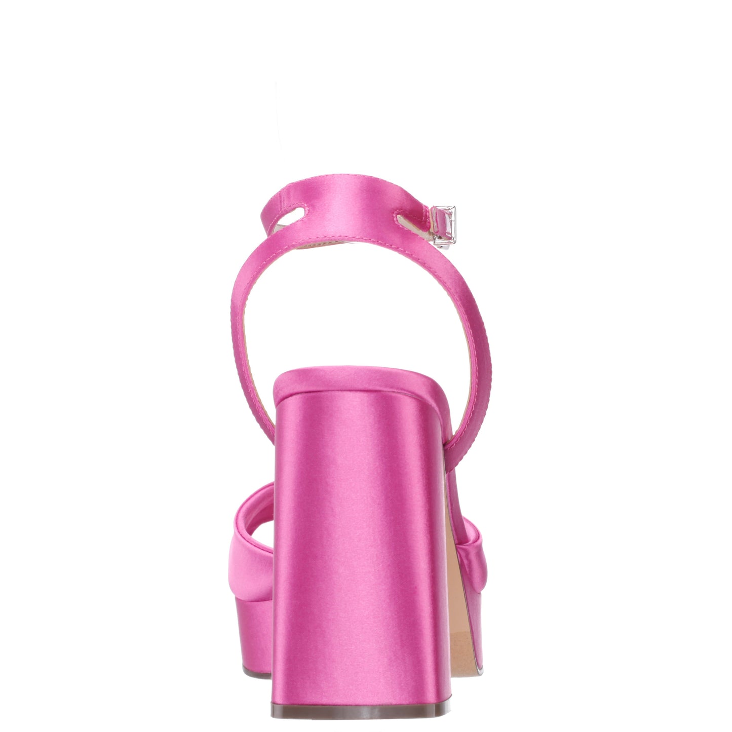 Nina Shoes Stacie Pink Satin Block-Heel Platform Sandals with Twist-Front and Ankle-Strap