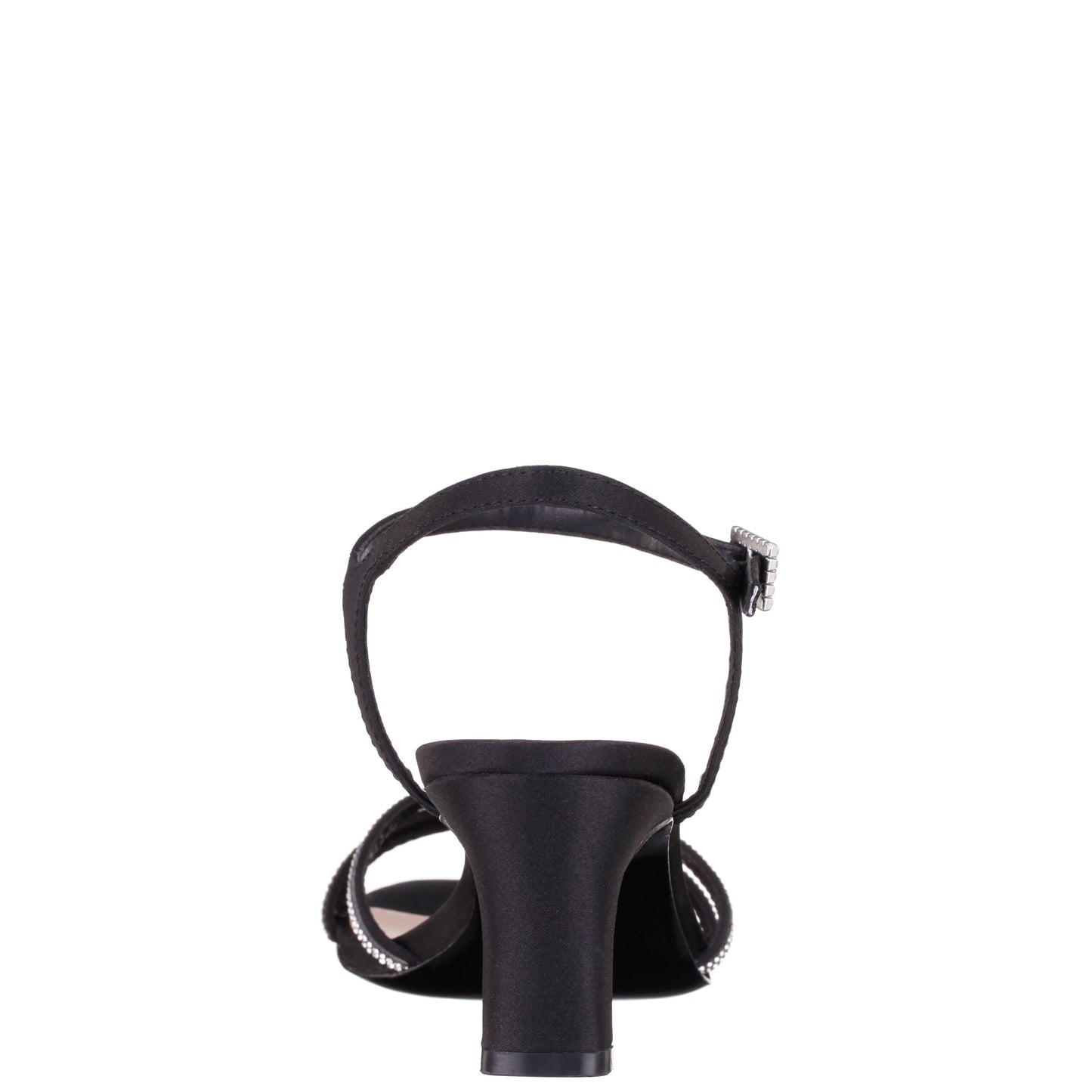 Nina Shoes Bobby Black Satin Mid-Heel Sandals