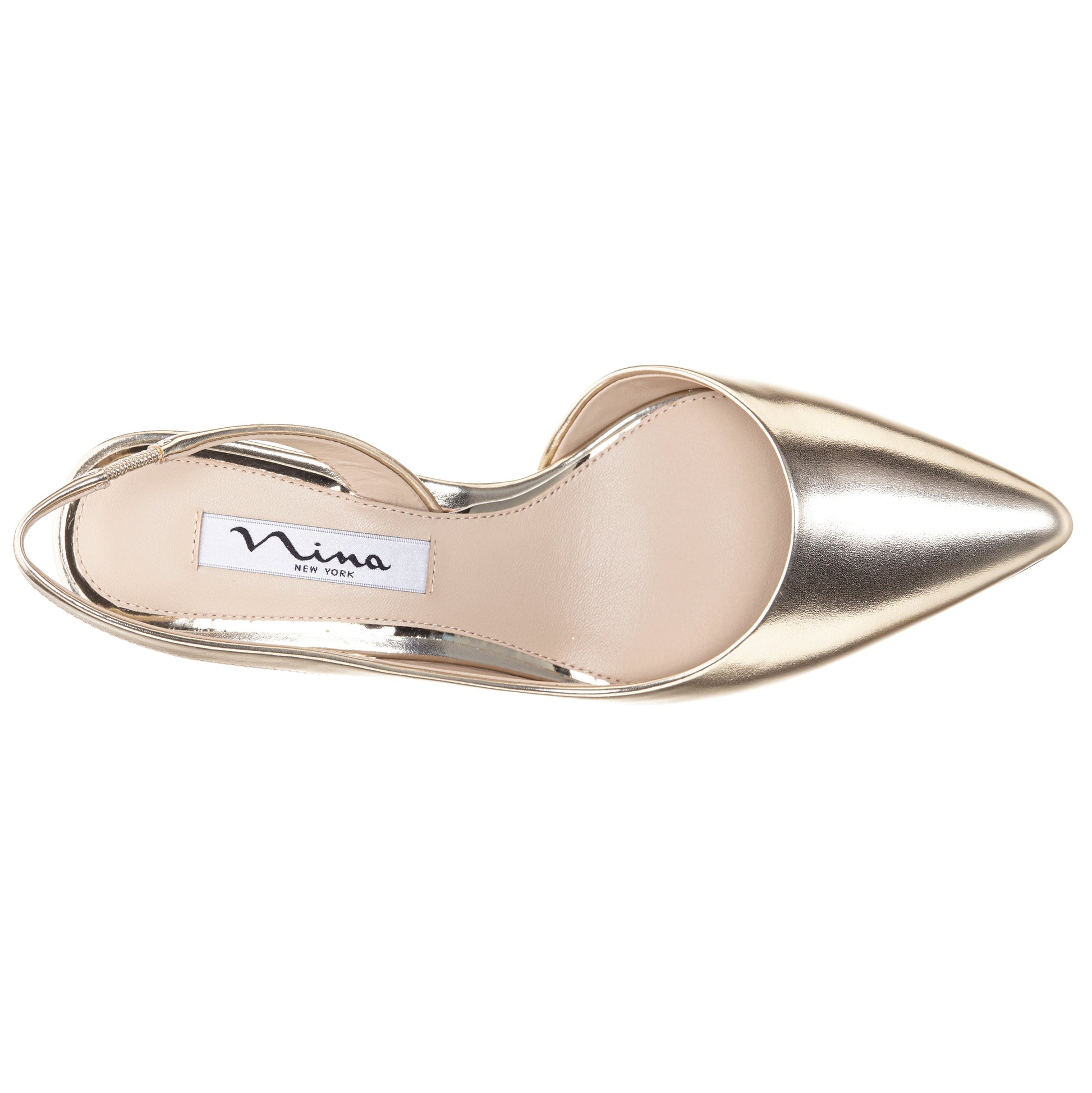 Nina Shoes Nina60s Platino Metallic Glaze Mid-Heel Slingback Pumps