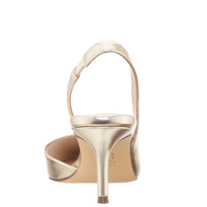 Nina Shoes Nina60s Platino Metallic Glaze Mid-Heel Slingback Pumps