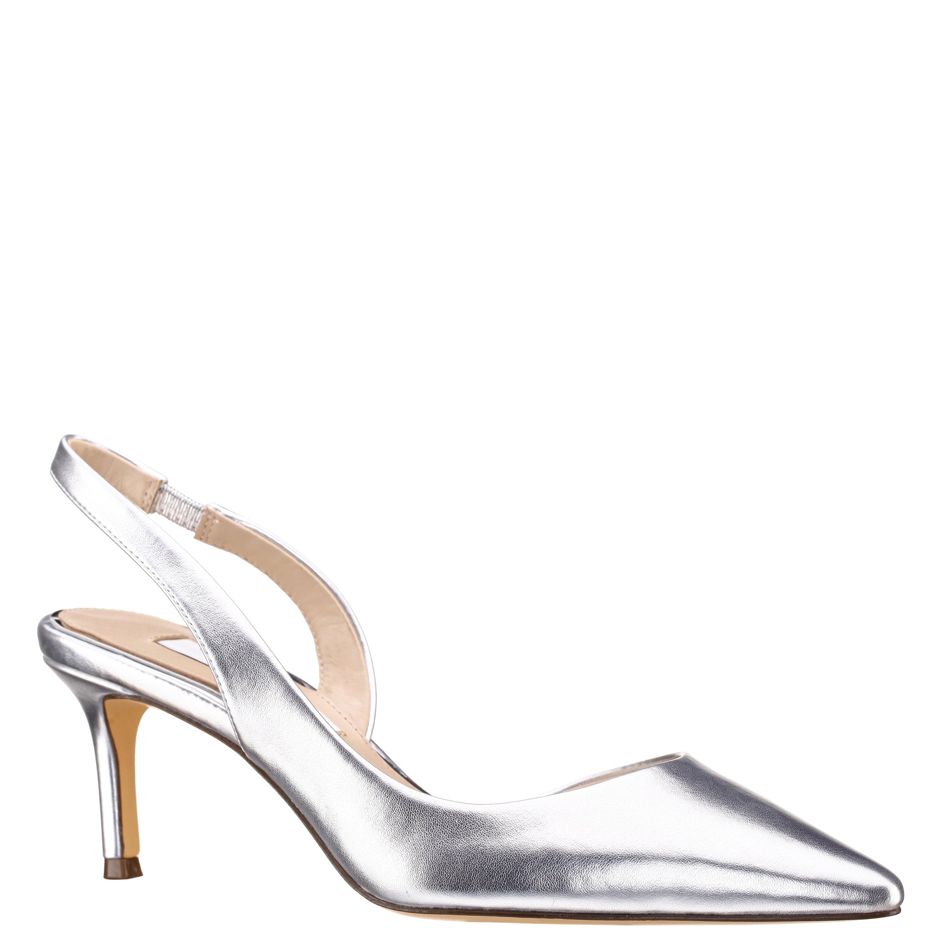 Nina Shoes Nina60s Silver Metallic Glaze Mid-Heel Slingback Pumps