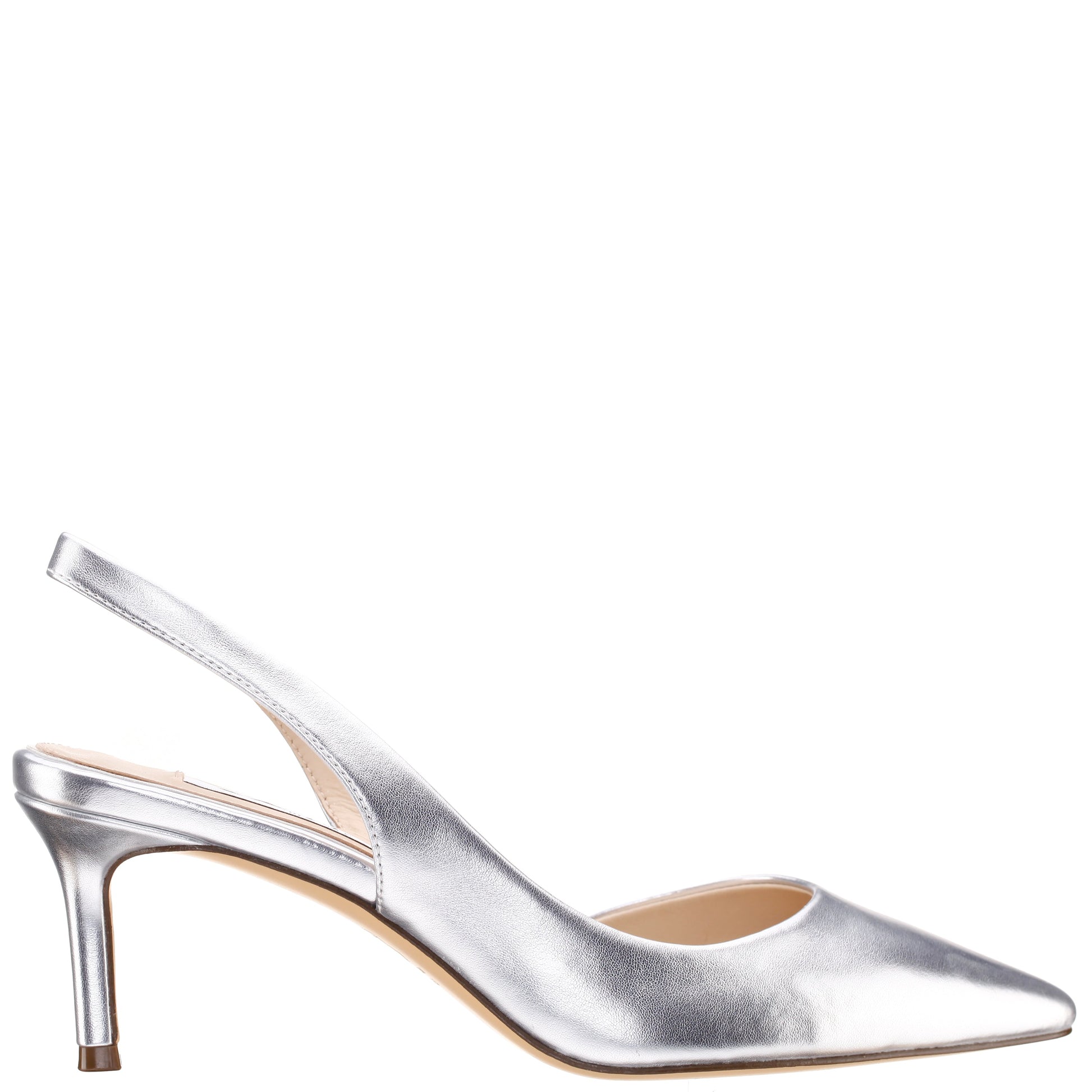 Nina Shoes Nina60s Silver Metallic Glaze Mid-Heel Slingback Pumps