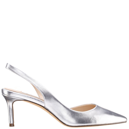 Nina Shoes Nina60s Silver Metallic Glaze Mid-Heel Slingback Pumps