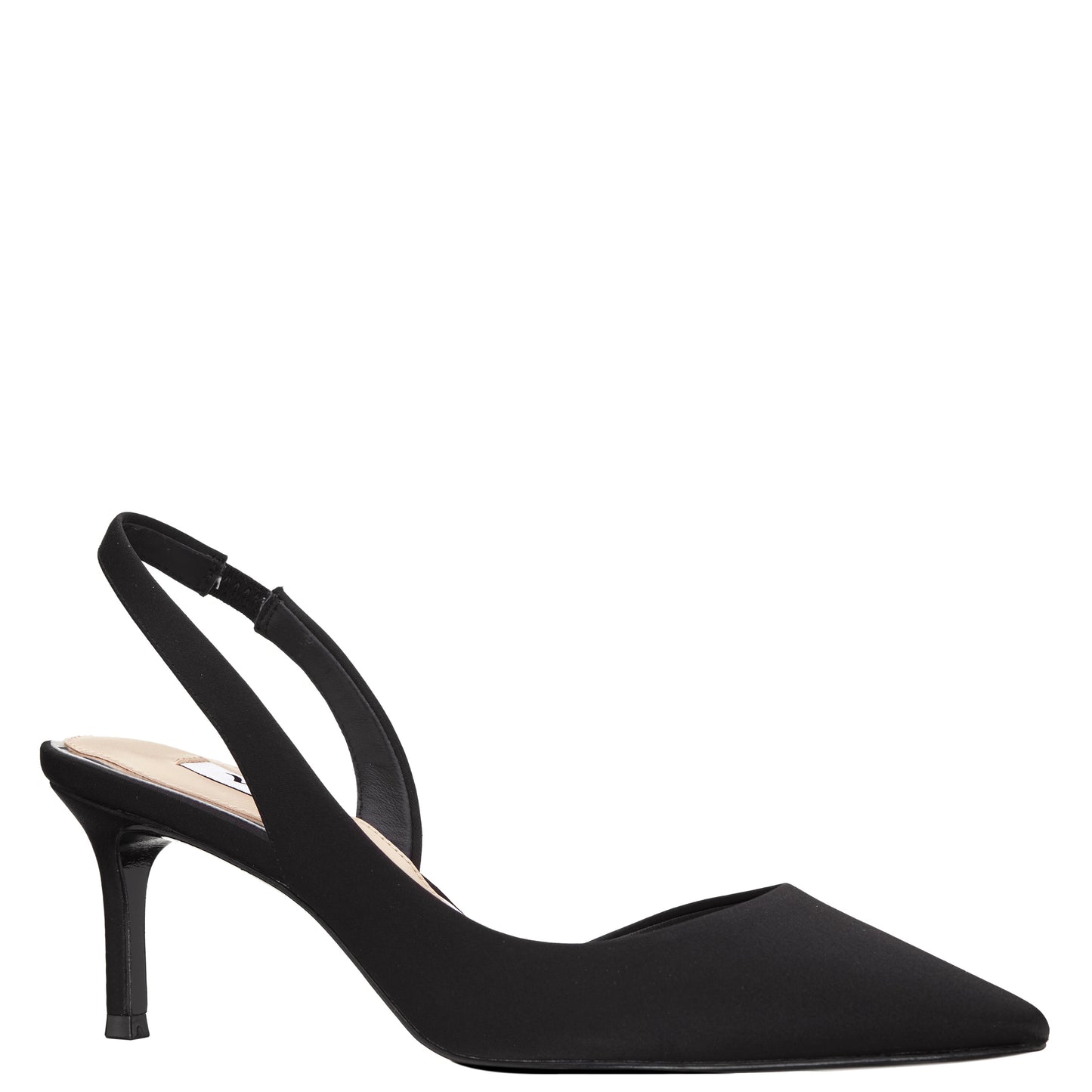 Nina Shoes Nina60s Black Satin Mid-Heel Slingback Pumps