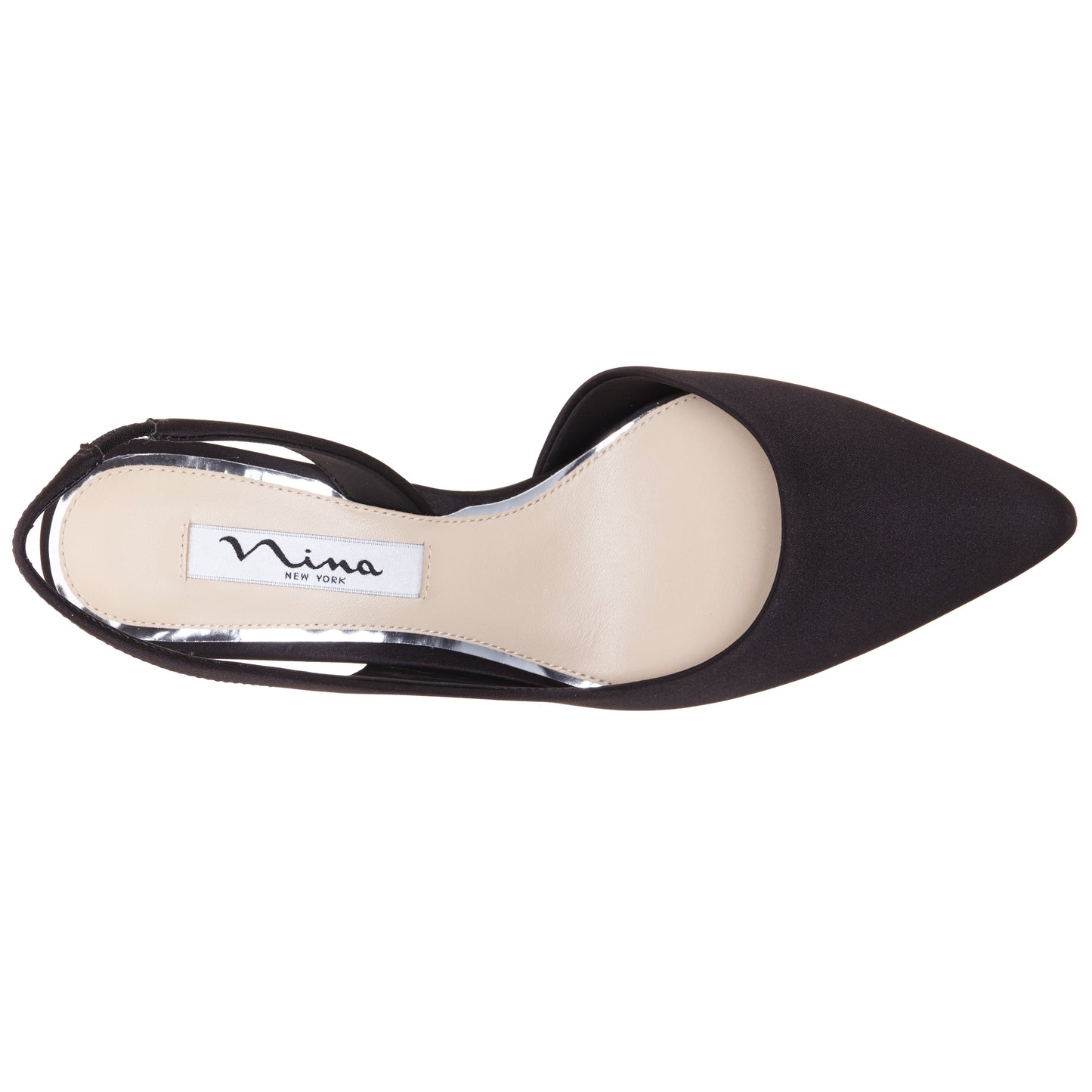 Nina Shoes Nina60s Black Satin Mid-Heel Slingback Pumps