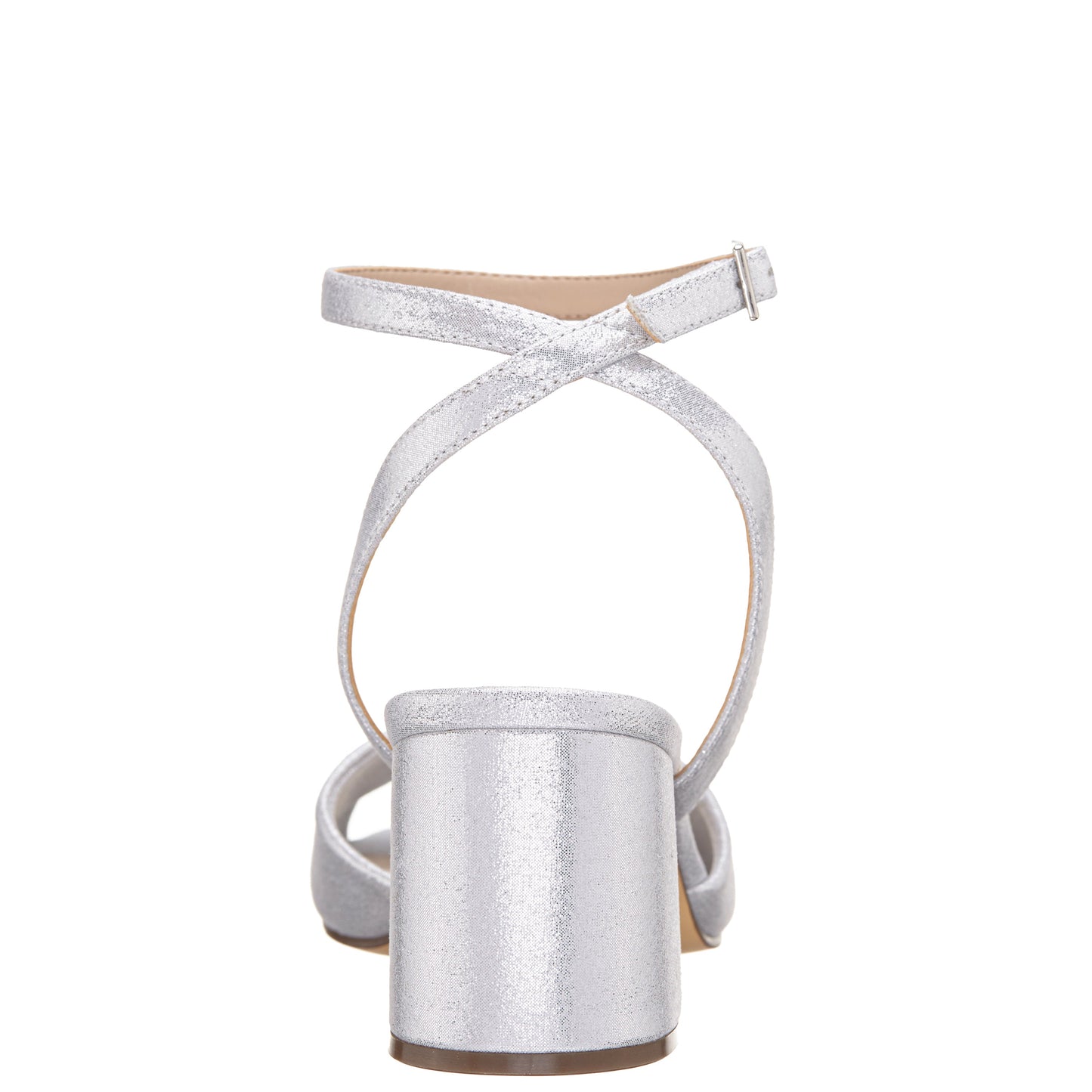 Nina Shoes Nigella True Silver Metallic Suedette Block-Heel Sandals