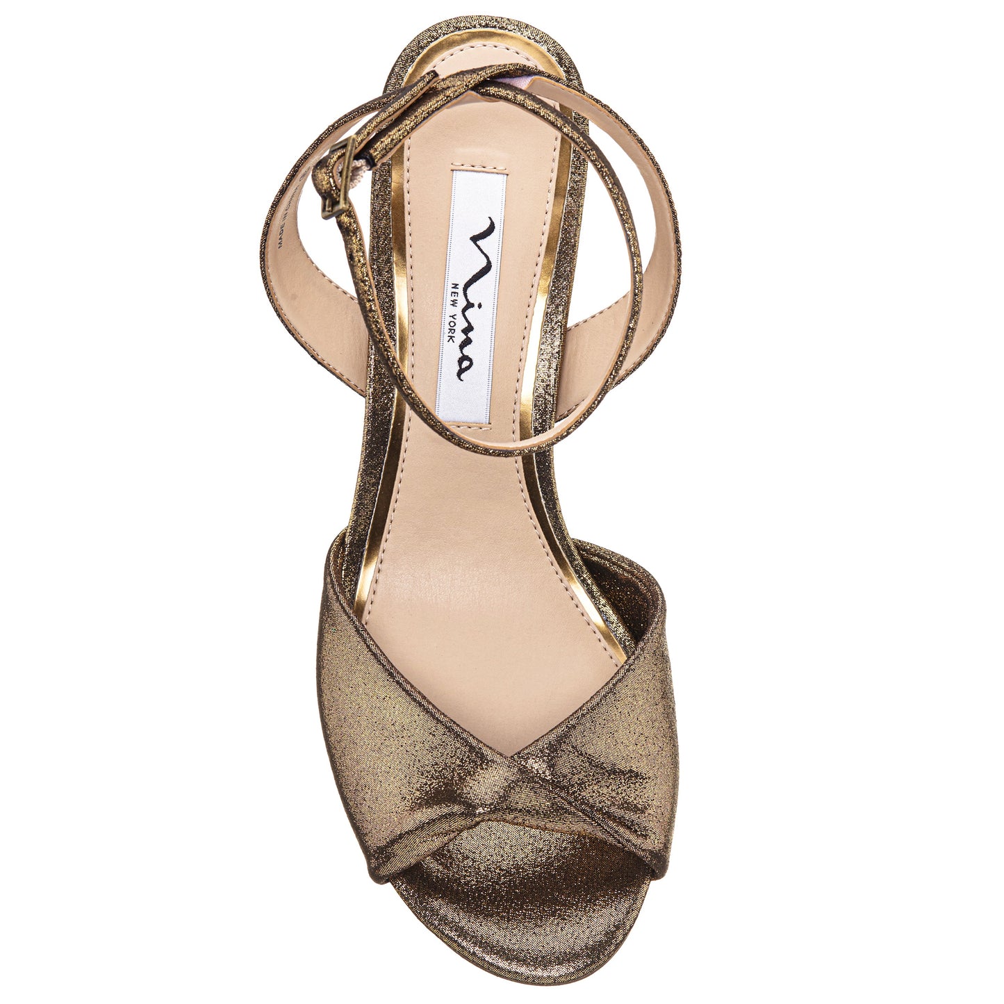 Nina Shoes Nigella Yellow Metallic Suedette Block-Heel Sandals