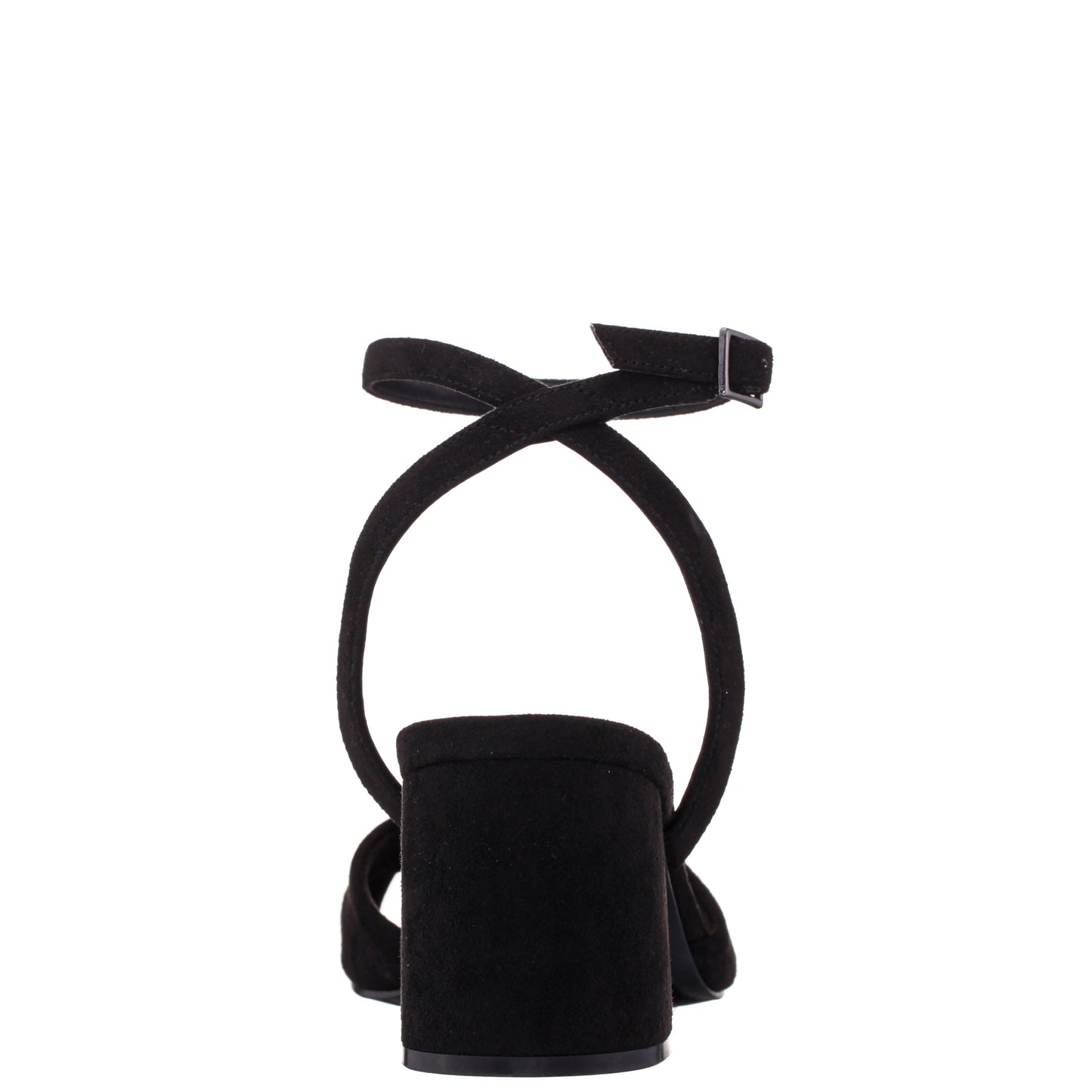Nina Shoes Nigella Black Suedette Block-Heel Sandals with Ankle-Strap