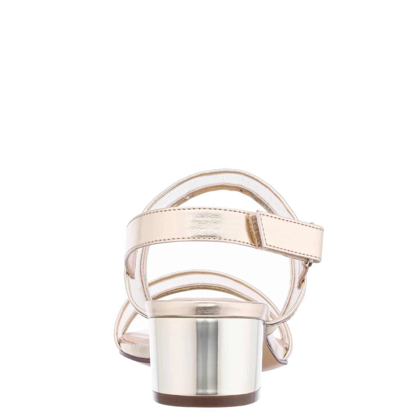 Nina Shoes Ganice Platino Metallic Foil with Mesh Block-Heel Hook & Loop Sandals