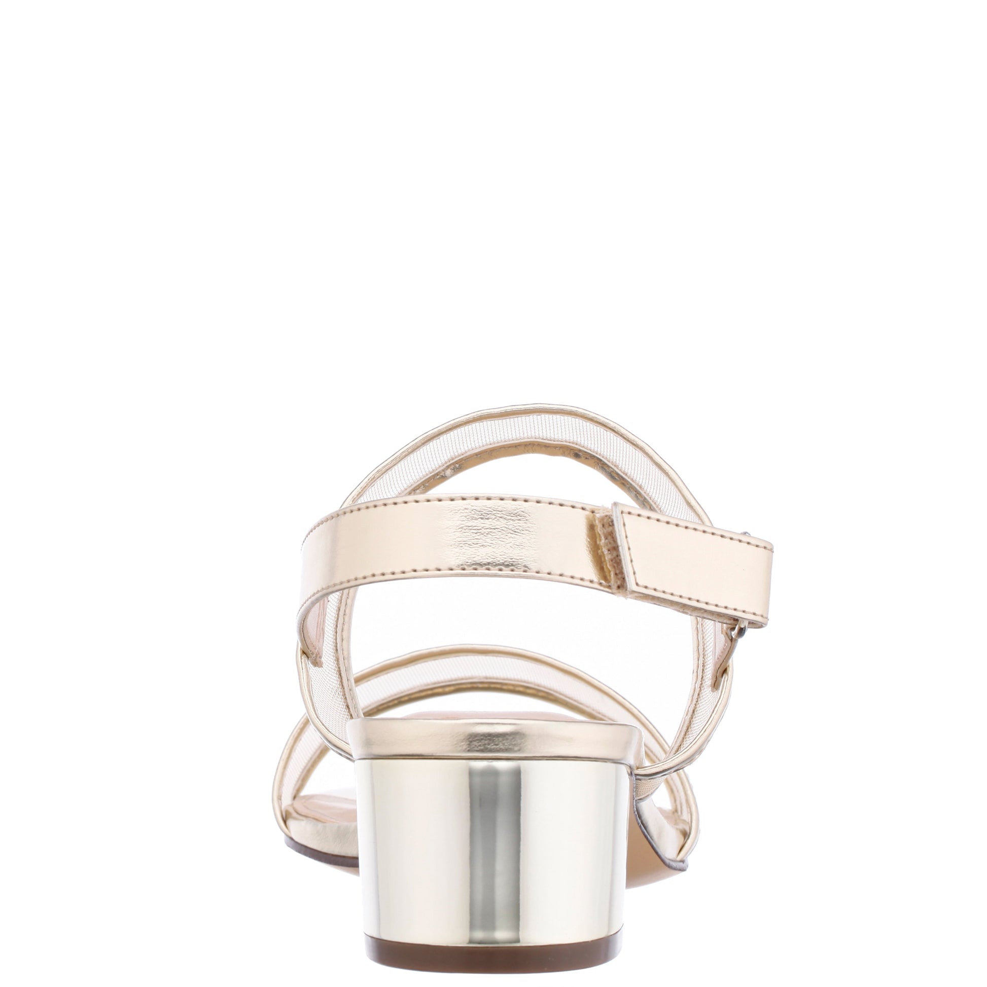 Nina Shoes Ganice Platino Metallic Foil with Mesh Block-Heel Hook & Loop Sandals