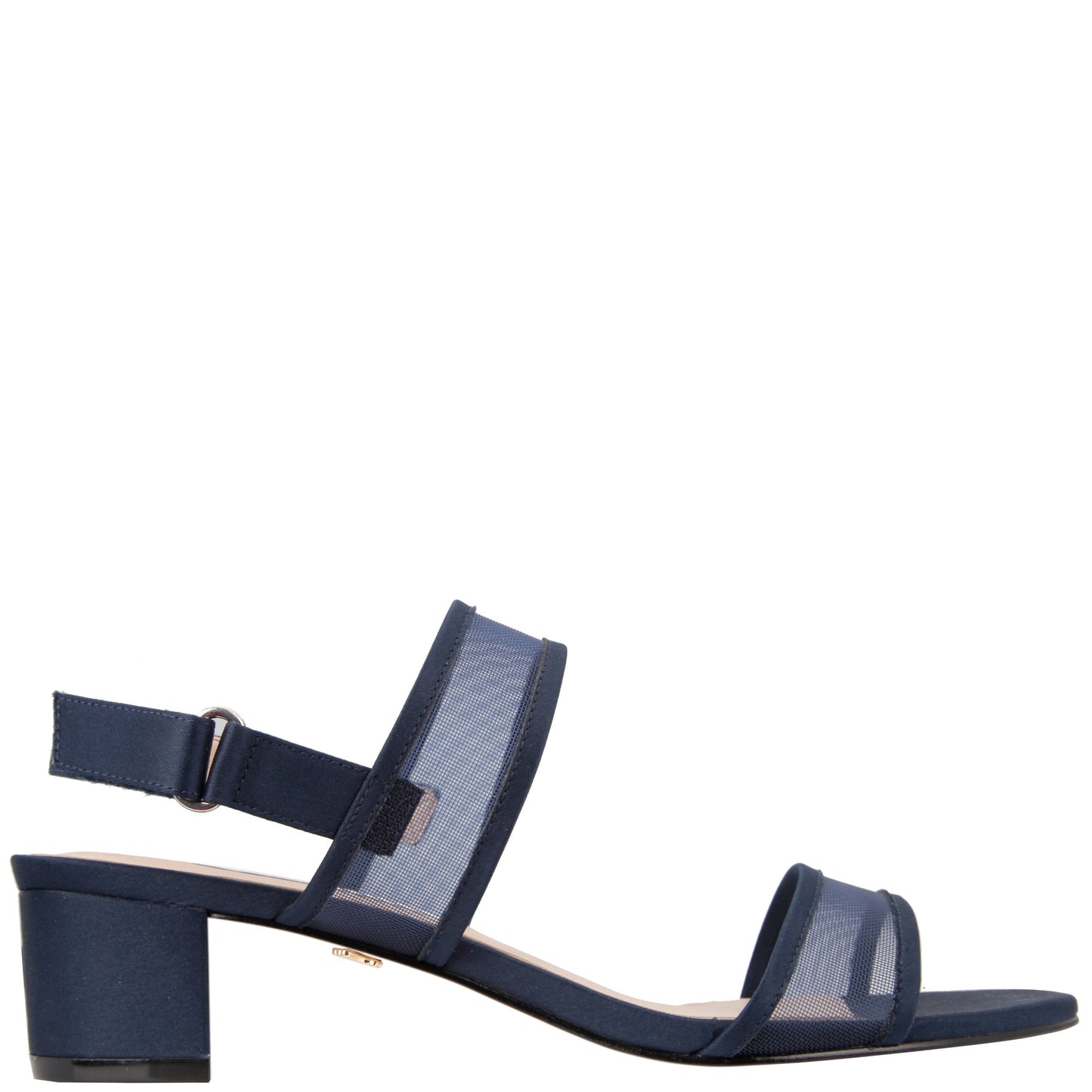 Nina Shoes Ganice Blue Satin with Mesh Block-Heel Hook & Loop Sandals