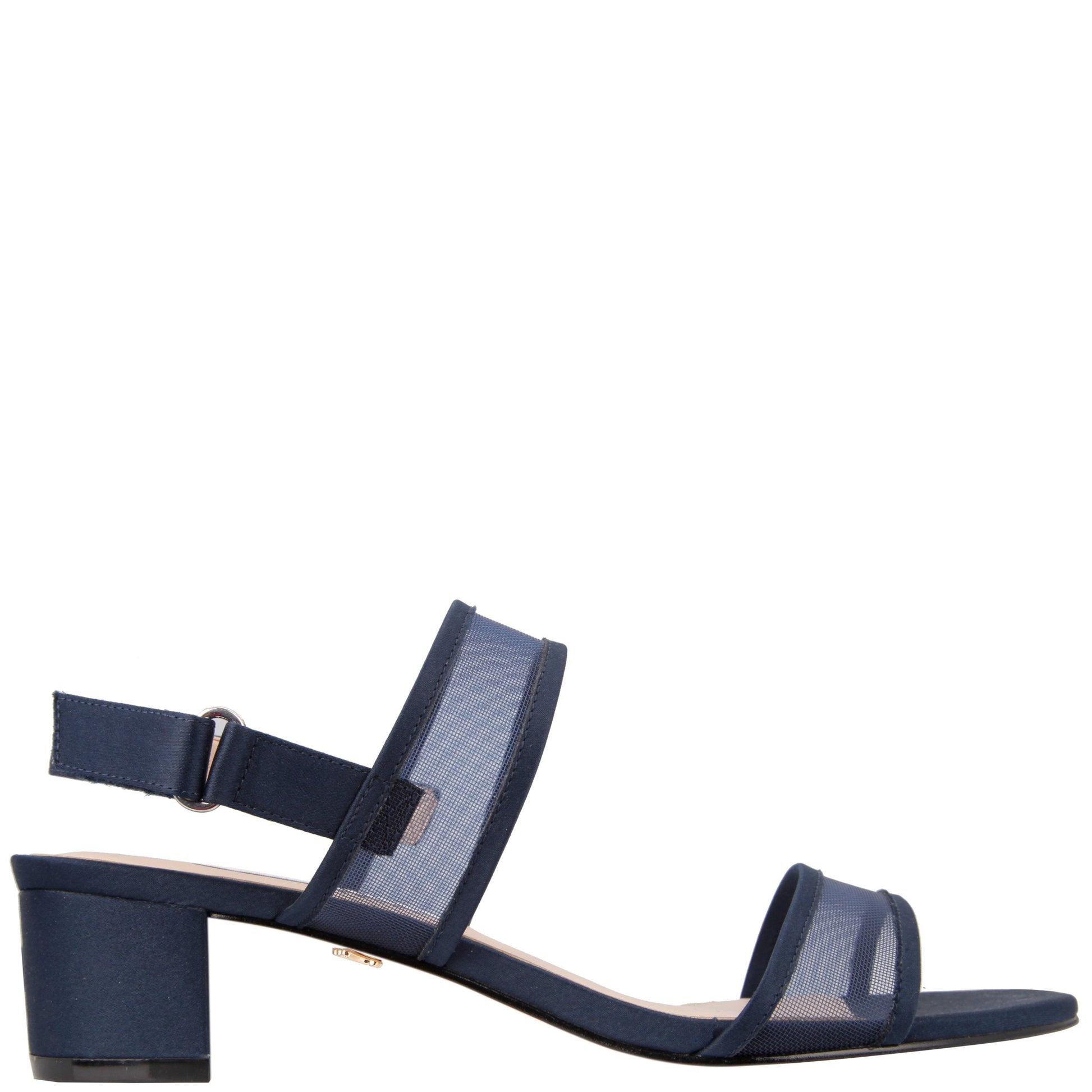 Nina Shoes Ganice Blue Satin with Mesh Block-Heel Hook & Loop Sandals