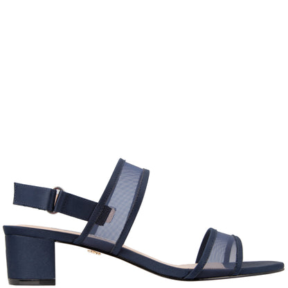 Nina Shoes Ganice Blue Satin with Mesh Block-Heel Hook & Loop Sandals