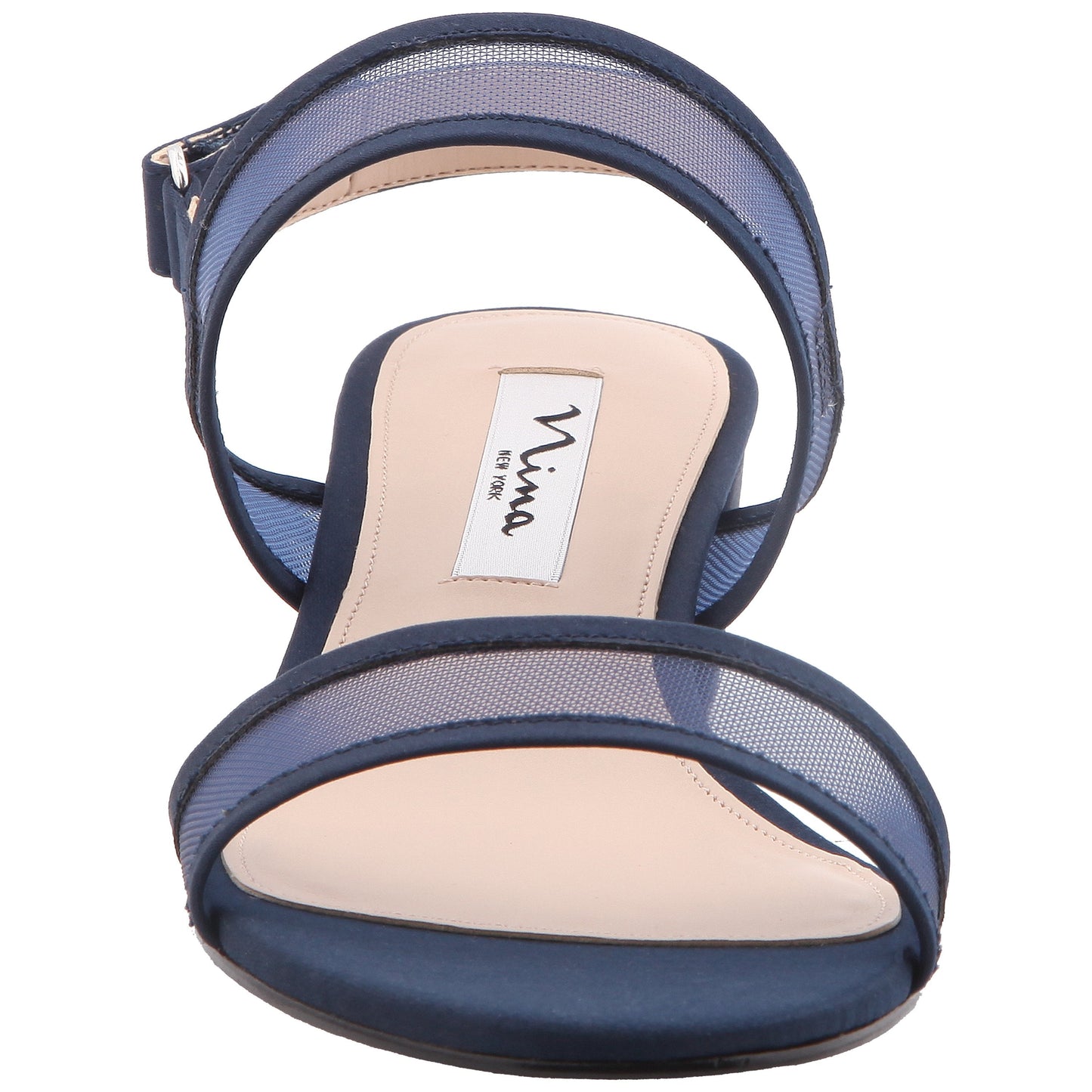Nina Shoes Ganice Blue Satin with Mesh Block-Heel Hook & Loop Sandals