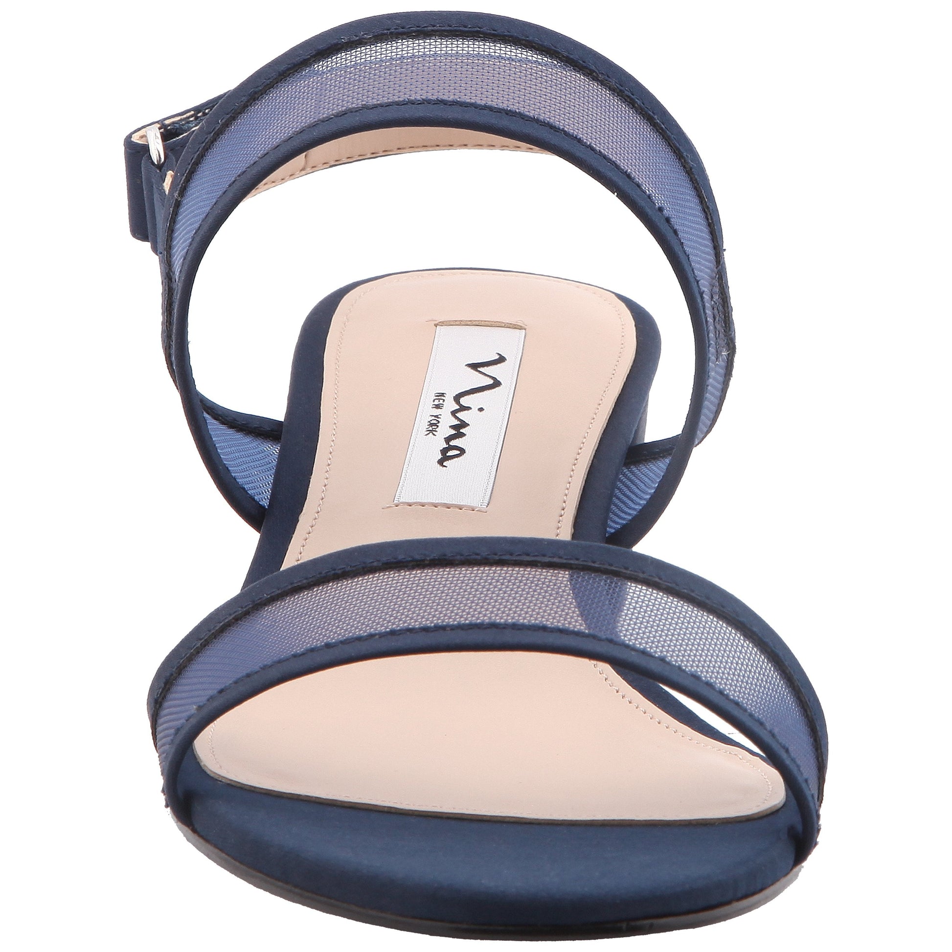 Nina Shoes Ganice Blue Satin with Mesh Block-Heel Hook & Loop Sandals