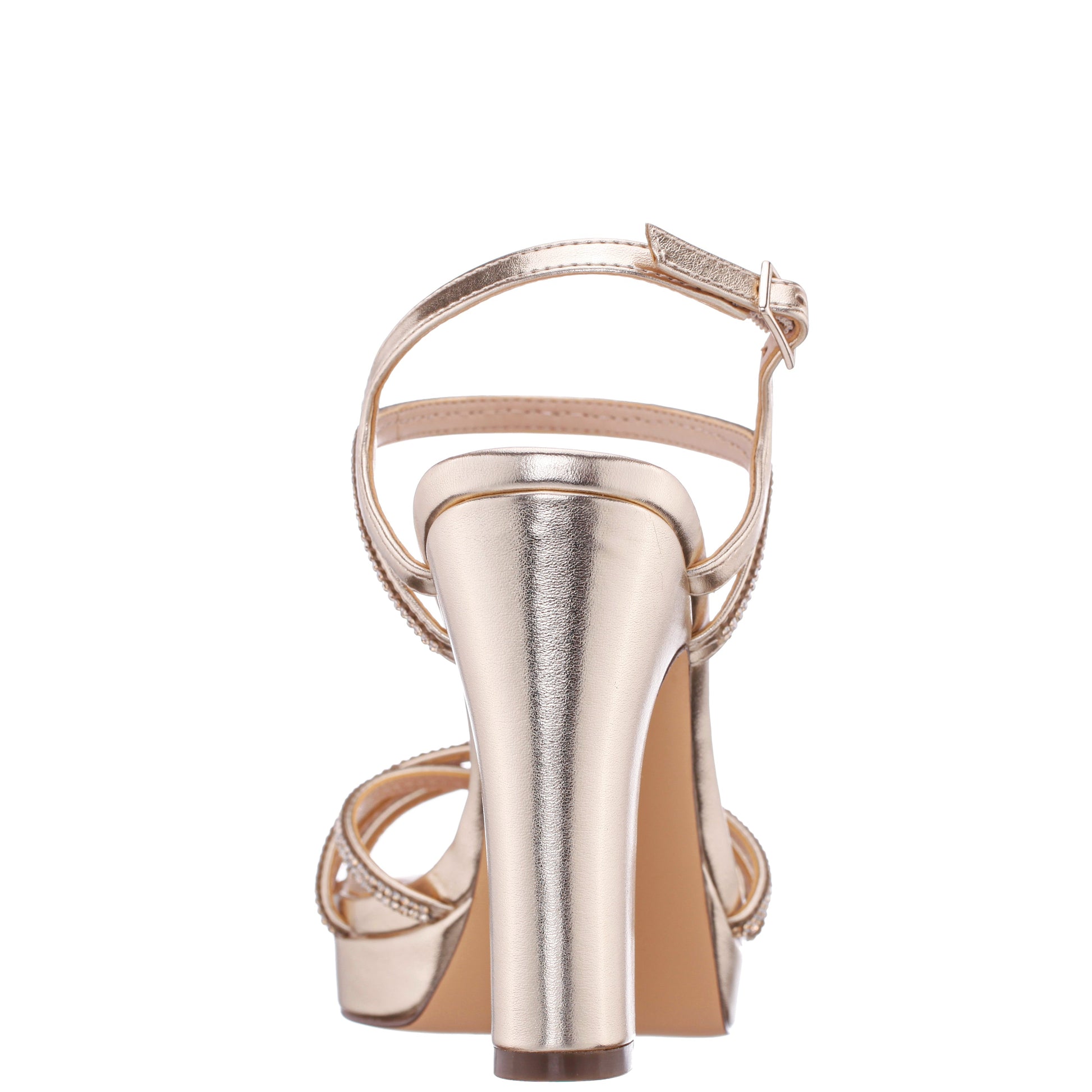 Nina Shoes Sybel Gold Metallic Ultra-High Block Heel Platform Sandal
