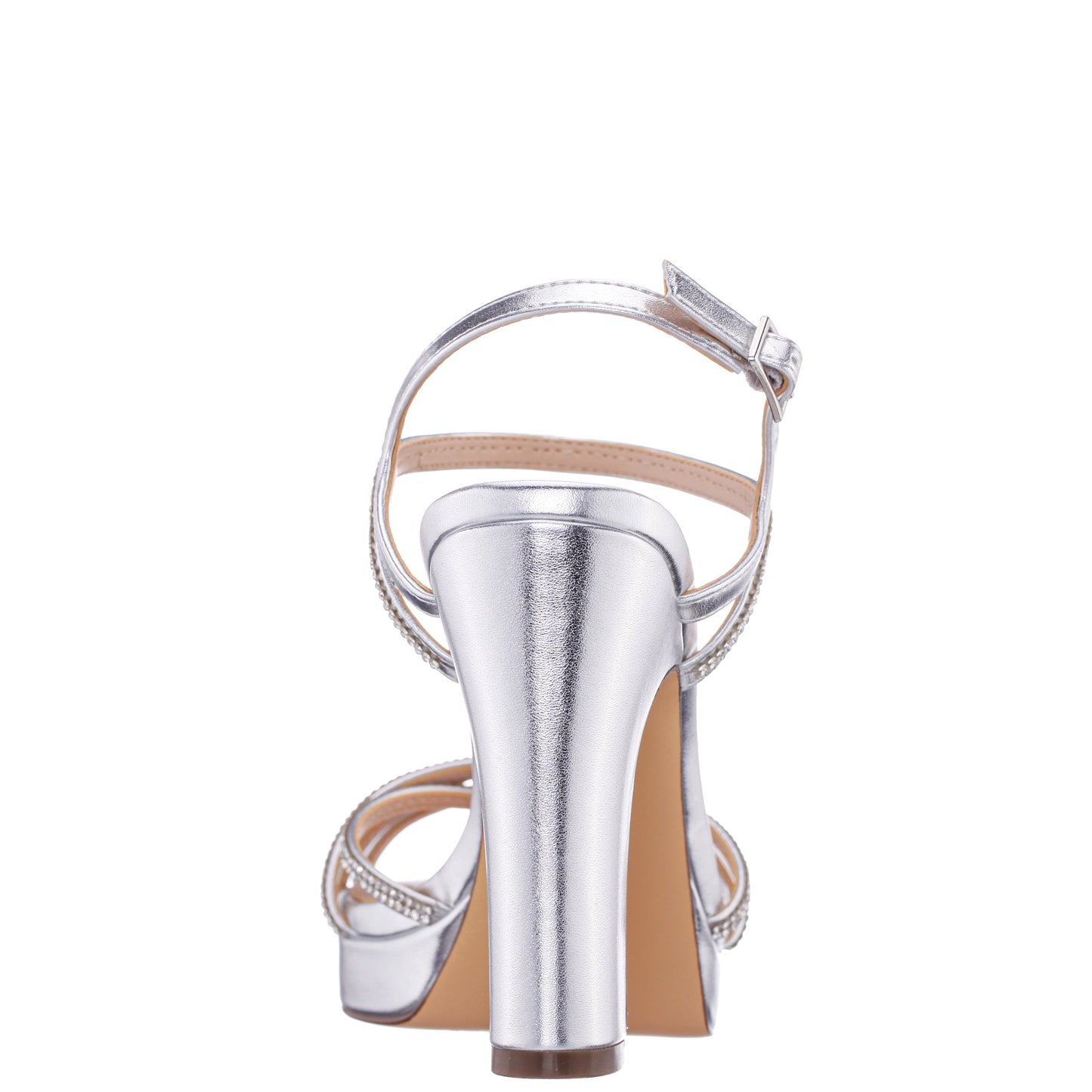 Nina Shoes Sybel Silver Metallic Ultra-High Block Heel Platform Sandal