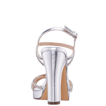 Nina Shoes Sybel Silver Metallic Ultra-High Block Heel Platform Sandal