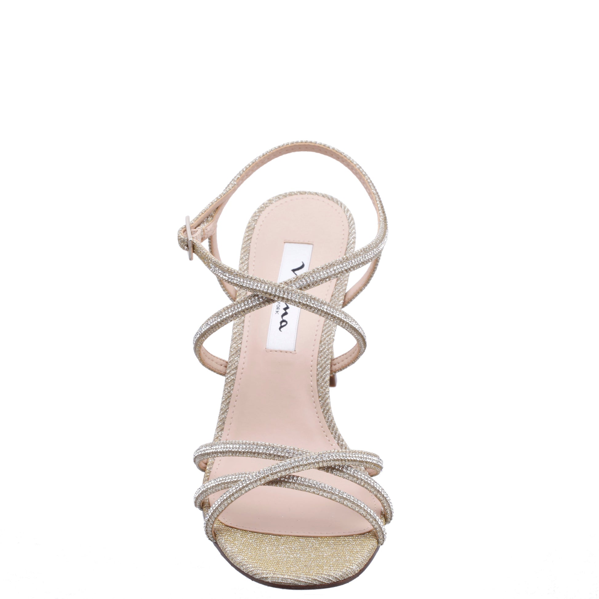 Nina Shoes Anna Platino Metallic Mid-Heel Sandals