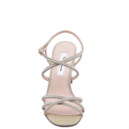 Nina Shoes Anna Platino Metallic Mid-Heel Sandals
