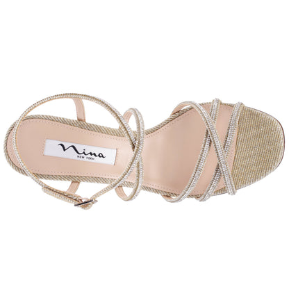 Nina Shoes Anna Platino Metallic Mid-Heel Sandals