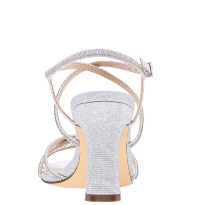 Nina Shoes Anna Silver Metallic Mid-Heel Sandals
