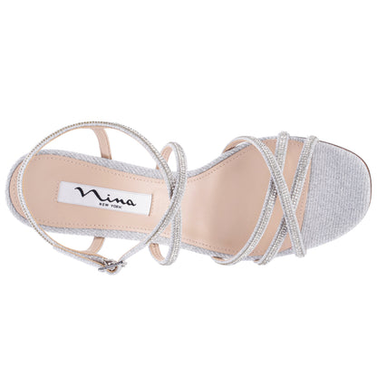 Nina Shoes Anna Silver Metallic Mid-Heel Sandals