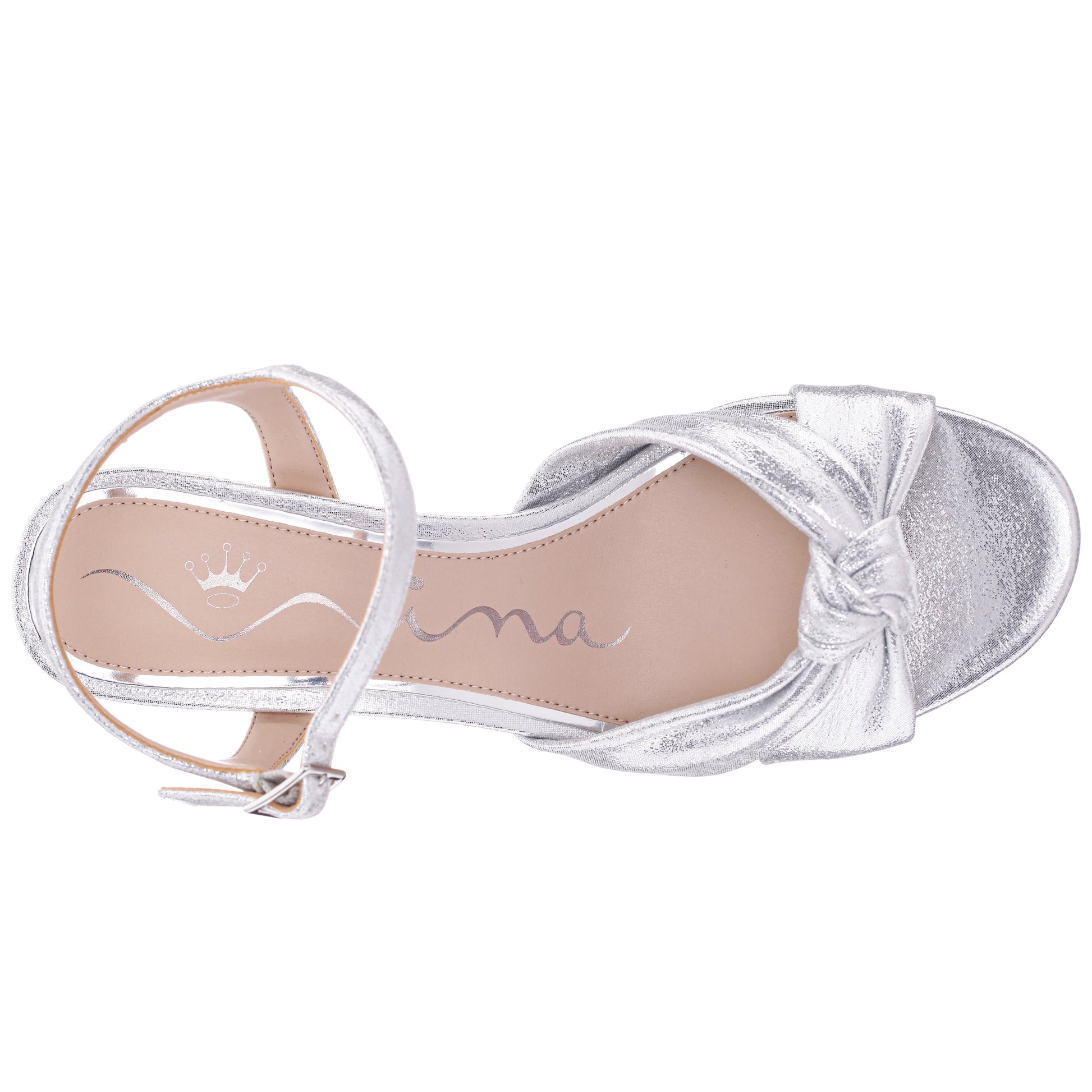 Nina Shoes Floren Silver Sandal Mid-Heel Platform