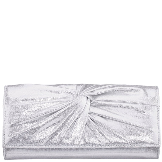 Nina Shoes Spirit Silver Disco Suedette Foldover Clutch