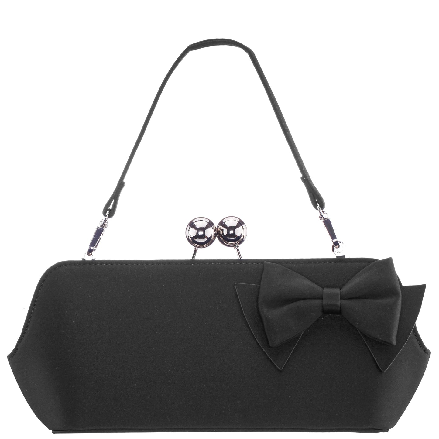 Nina Shoes Kenji-K Black Satin Frame Clutch