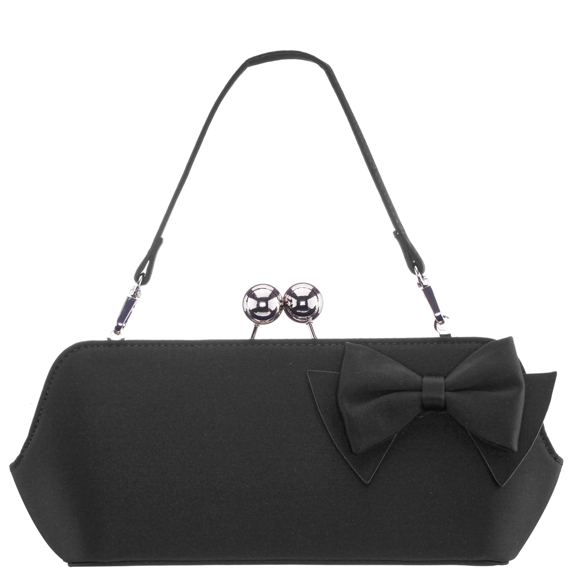 Nina Shoes Kenji-K Black Satin Frame Clutch