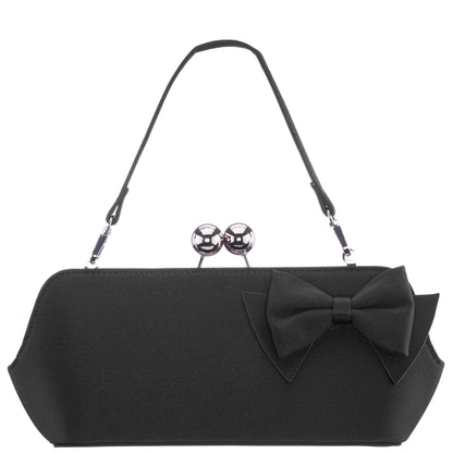 Nina Shoes Kenji-K Black Satin Frame Clutch