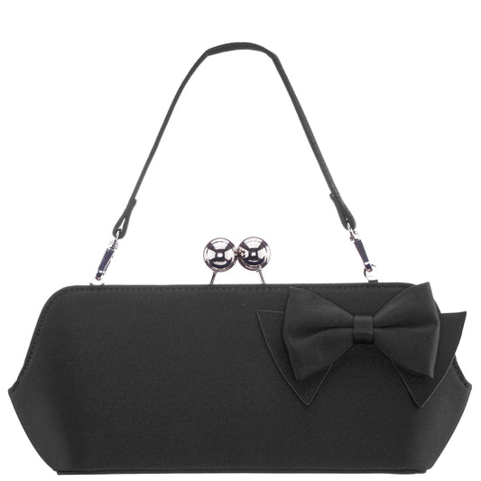 Nina Shoes Kenji-K Black Satin Frame Clutch