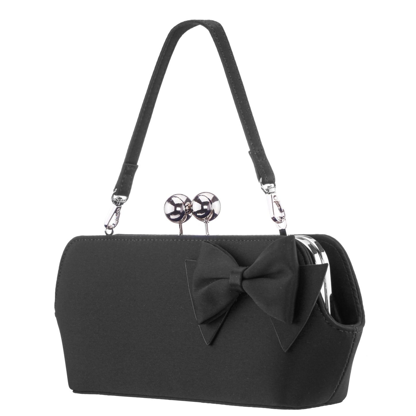 Nina Shoes Kenji-K Black Satin Frame Clutch