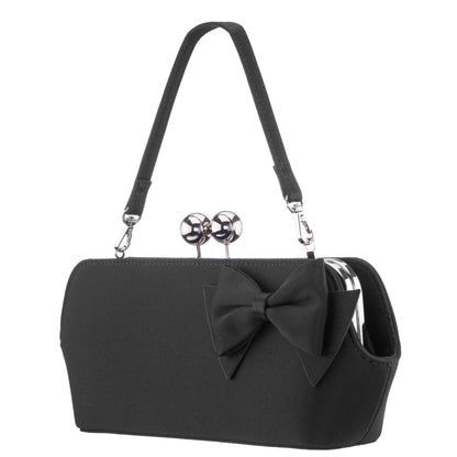 Nina Shoes Kenji-K Black Satin Frame Clutch