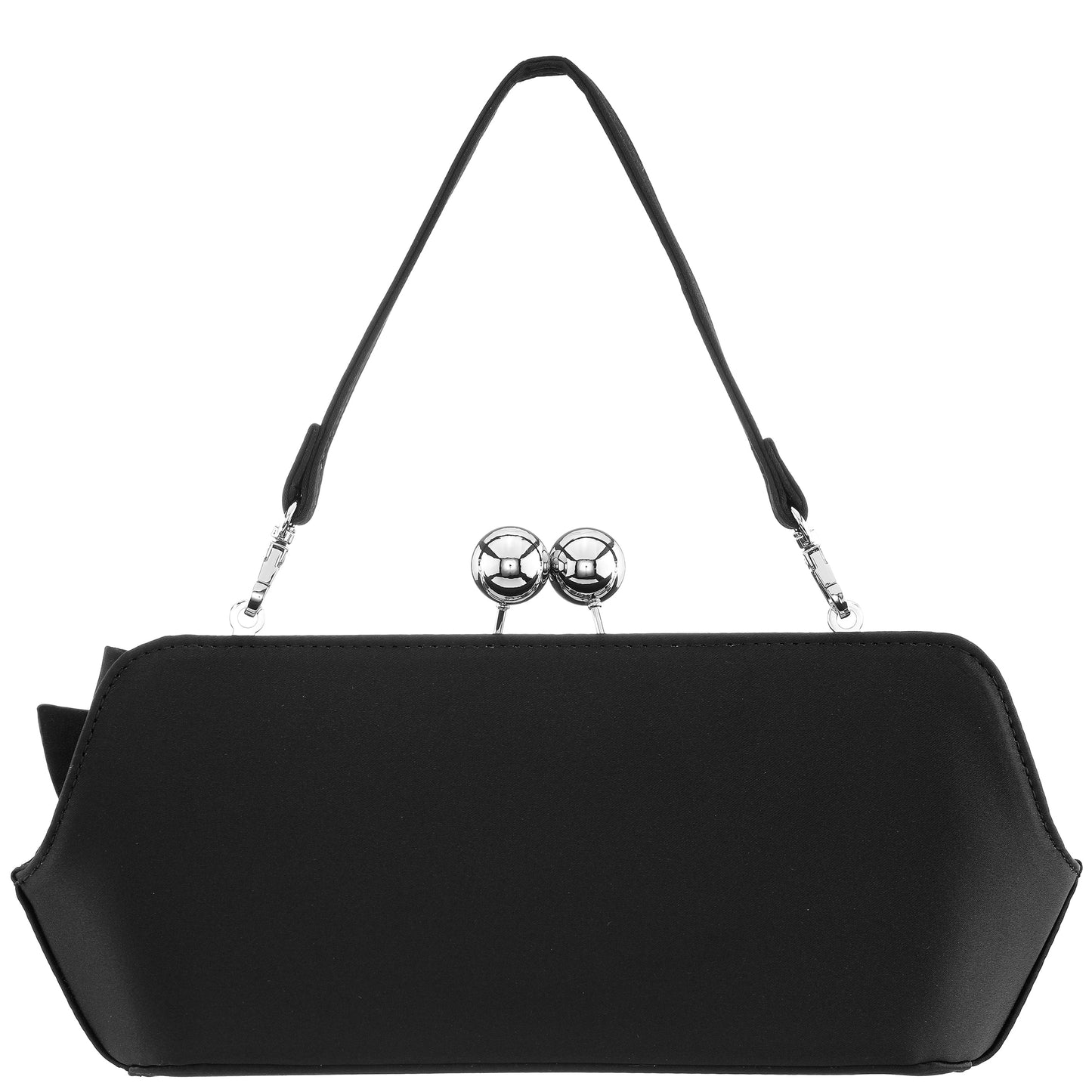 Nina Shoes Kenji-K Black Satin Frame Clutch
