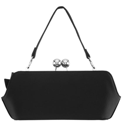 Nina Shoes Kenji-K Black Satin Frame Clutch