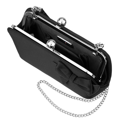 Nina Shoes Kenji-K Black Satin Frame Clutch