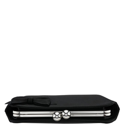 Nina Shoes Kenji-K Black Satin Frame Clutch