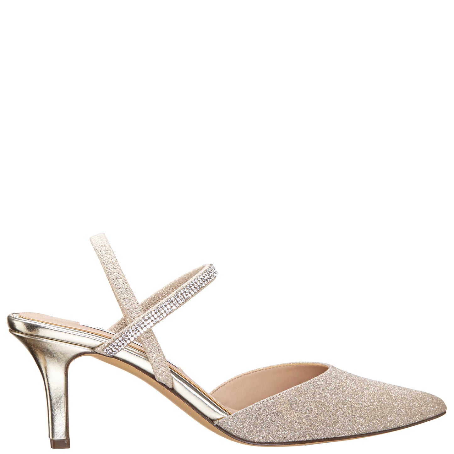 Nina Shoes Billie Platino Glitter Mid-Heel Pumps