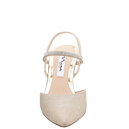 Nina Shoes Billie Platino Glitter Mid-Heel Pumps
