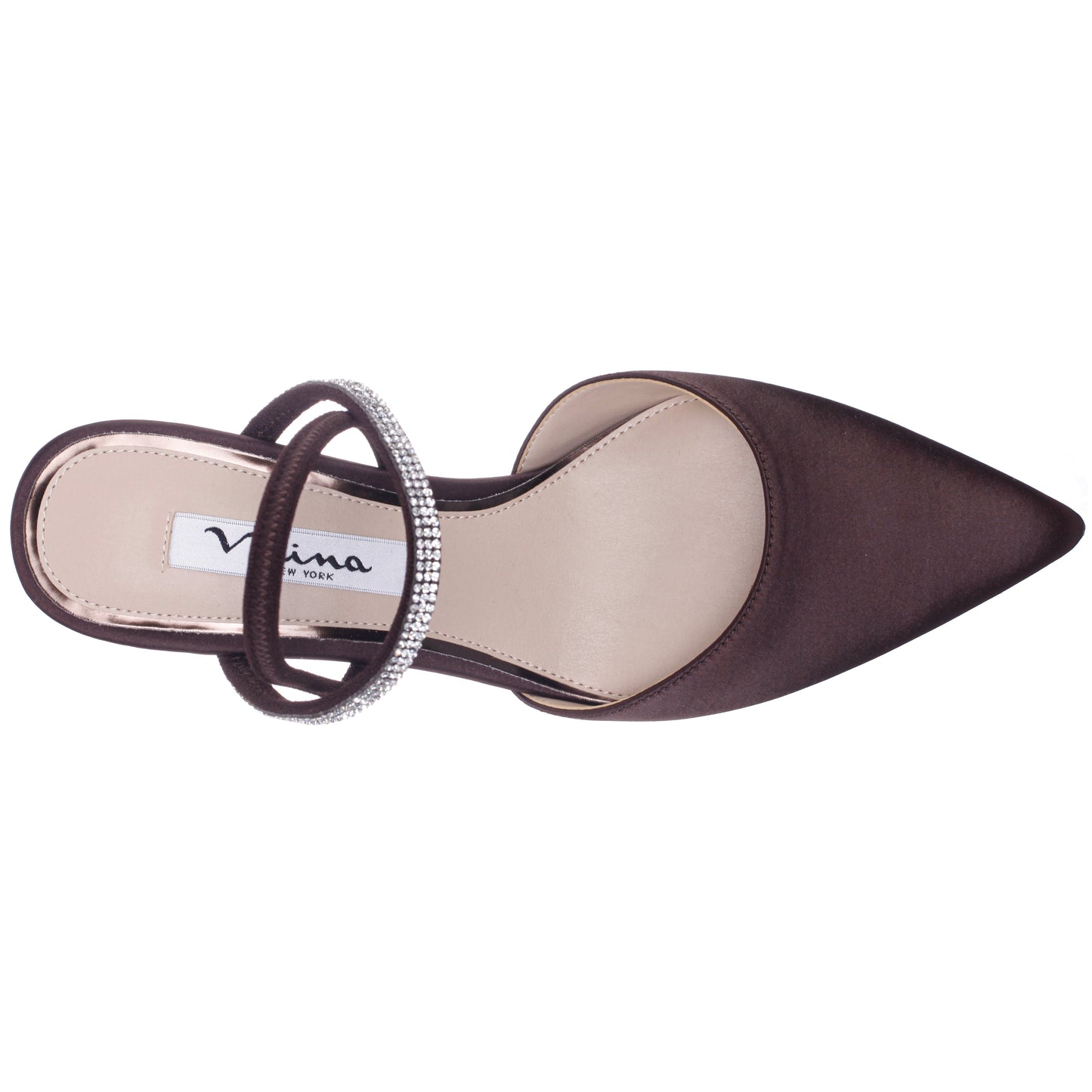 Nina Shoes Billie Brown Satin Mid-Heel Pumps