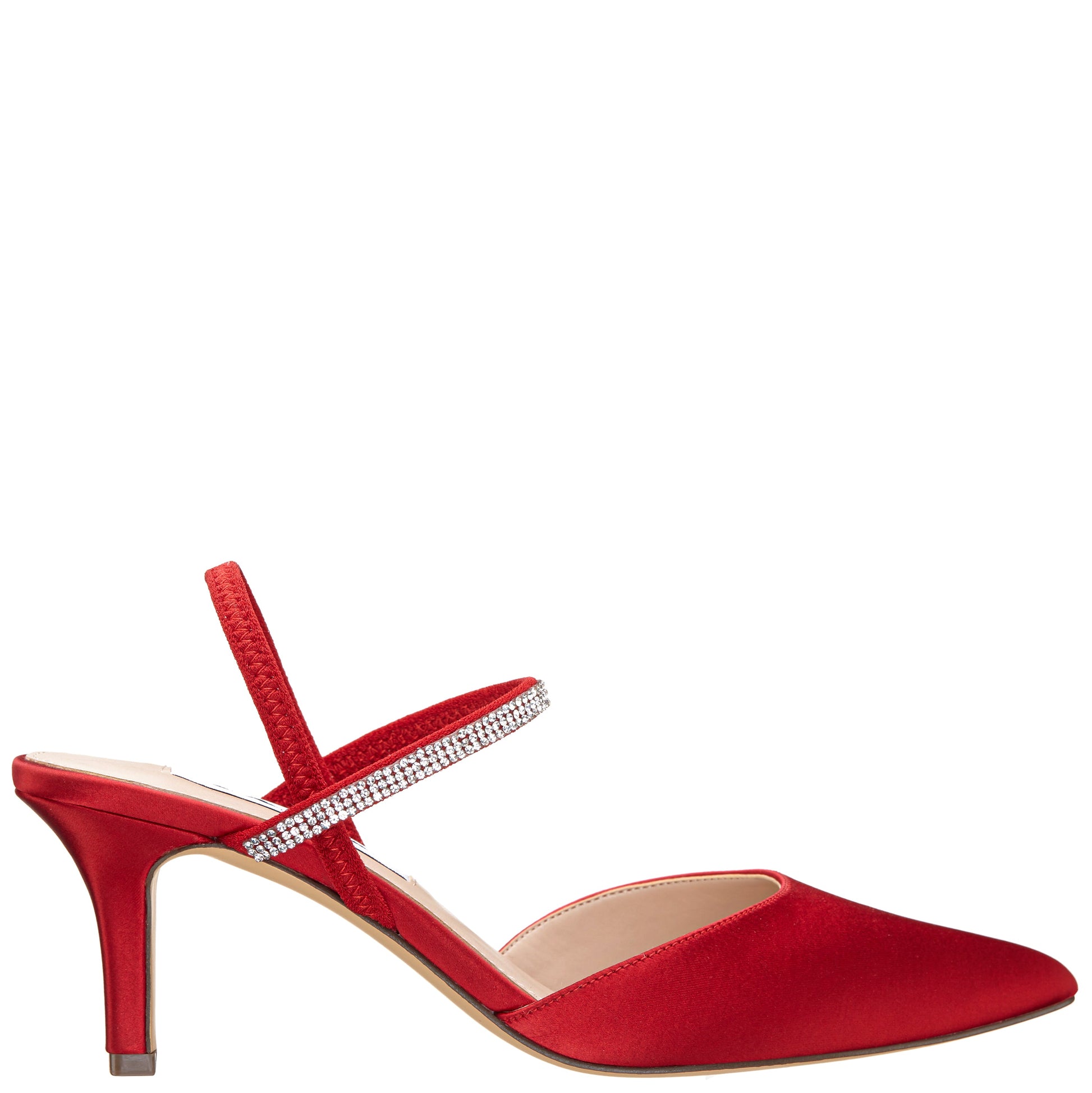 Nina Shoes Billie Red Satin Mid-Heel Pumps